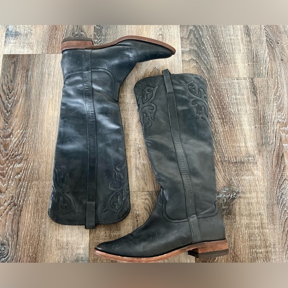 Lucchese Spirit Leather Black Boots - Picture 1 of 14